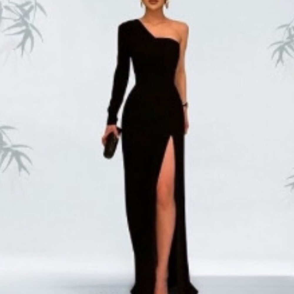 One Sleeve Back Evening Gown
